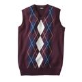 Men's Big & Tall V-Neck Argyle Sweater Vest by KingSize in Rich Burgundy Argyle (Size 8XL)