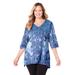 Plus Size Women's Panne Velvet Tunic by Catherines in Blue Paisley (Size 3X)