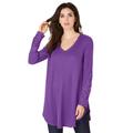 Plus Size Women's V-Neck Lace-Sleeve Thermal Tunic by Roaman's in Purple Orchid (Size 18/20)