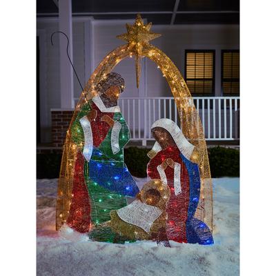 72" crystal fabric multi-colored nativity scene by BrylaneHome in Multi