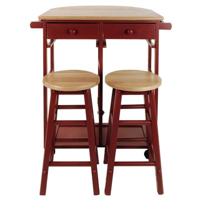 Breakfast Cart with Drop-Leaf Table-Red by Casual Home in Red