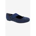 Wide Width Women's Danish Flat by Ros Hommerson in Blue Denim Fabric (Size 7 1/2 W)