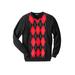 Men's Big & Tall V-Neck Argyle Sweater by KingSize in Black Argyle (Size 3XL)