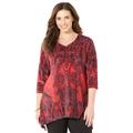 Plus Size Women's Panne Velvet Tunic by Catherines in Red Paisley (Size 3X)