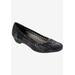 Wide Width Women's Tina Flat by Ros Hommerson in Black Laser Stripe (Size 9 1/2 W)