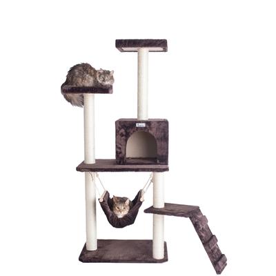 4 Level Gleepet Real Wood 57" Condo Cat Tree With Ramp, Hammock by Armarkat in Coffee Brown