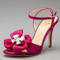 Kate Spade Shoes | Kate Spade Fuchsia Shelby Ankle Strap Satin Heels | Color: Gold/Pink | Size: 5 Left 6 Right