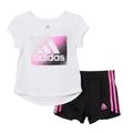 Adidas Matching Sets | Adidas Cute Baby Girl Pink Black Shorts Set 2296 | Color: Black/Pink | Size: 12mb