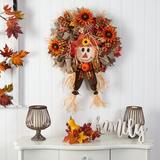 The Holiday Aisle® Scarecrow 30" Wreath Traditional Faux in Orange | 30 H x 30 W x 5 D in | Wayfair 58A10A84B8824590B92252601B089850