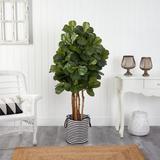 Primrue 60" Artificial Fiddle Leaf Fig Tree in Planter Polyester/Plastic | 60 H x 30 W x 30 D in | Wayfair 3D30B723F76747DB8F9C5D1DF1969F03