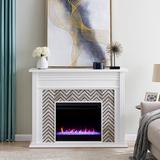 Red Barrel Studio® Tiled Marble Electric Fireplace, Crystal in Brown/Gray/White | 39 H x 50 W x 15 D in | Wayfair 78E76C0448034C9690FF20B9FF03498F