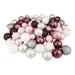 60ct Pink/Mulberry/Silver/White Shatterproof 3-Finish Ornaments 2.5"
