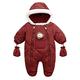 AIKSSOO Baby Infant Winter Snowsuit Hooded Romper with Gloves Booties Jumpsuit Outfits Red