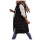 Womens Winter Long Gilets Hooded Quilted Gilet Vest Ladies Body Warmer Zip Up Sleeveless Down Jacket Coat Parka Outwear Waistcoat with Pockets