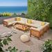 Oana Outdoor 12-Piece U-Shaped Acacia Wood Sectional Sofa Set by Christopher Knight Home