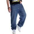 LUOBANIU Men's Hip Hop Loose Baggy Jeans Straight Fit Stretch Jeans Denim Pants 102 Light Blue 34