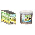 Dehner Natura Wildvogelfutter, Sonnenblumenkerne, 4 x 2.5 kg (10 kg) & Natura Wildvogelfutter, Streufutter im Eimer, 3 kg