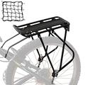 Bike Cargo Rack w/Bungee Cargo Net & Reflective Logo Universal Adjustable Bicycle Rear Luggage Touring Carrier Racks 55lbs Capacity Quick Release Mountain Road Bike Pannier Rack for 26"-29" Frames