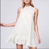 Free People Dresses | Free People High Neck Embroidered Cream Dress | Color: Cream/White | Size: M