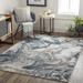 Binday 6'7" x 9' Modern Contemporary Bohemian Abstract Light Gray/Ink/Smoke/Multi Brown/Eggplant/Ivory/Sky Blue/Medium Gray/Tan Area Rug - Hauteloom