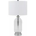 Erzurum 26"H x 14"W x 14"D Traditional End Table Lamp White/Nickel/Clear/Translucent/Silver Table Lamp - Hauteloom