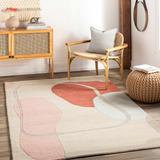 Tomingad 2' x 3' Modern Contemporary Wool Wool Brick Red/Dusty Pink/Medium Gray/Oatmeal/Taupe/Rust Area Rug - Hauteloom