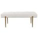 49.5" White and Gold Contemporary Button Tufted Rectangular Bench