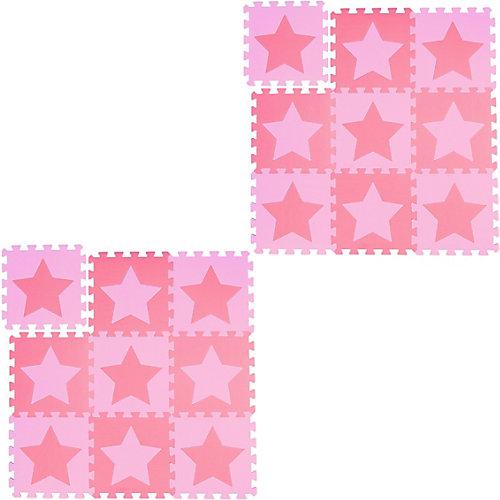 18 x Puzzlematte Sterne rosa-pink