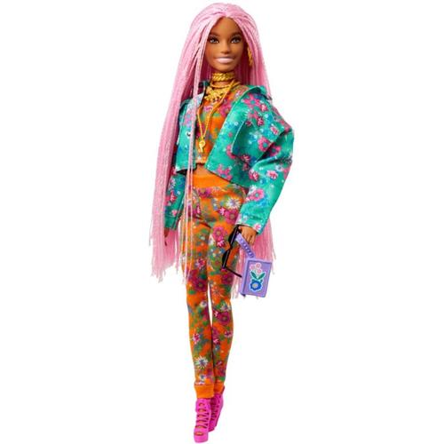 Barbie Extra Puppe mit pinken Flechtzöpfen, Anziehpuppe, Modepuppe mehrfarbig