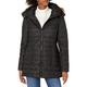 Marc New York by Andrew Marc Women's Chevron Quilted Down Jacket with Removable Faux Fur Hood Down Alternative Coat, Black, Medium