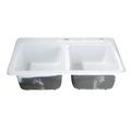Gourmetier GT33229D2 Petra Galley 33-Inch Cast Iron Double Bowl Drop-In Kitchen Sink, 2-Hole, White - Kingston Brass GT33229D2