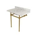 "Kingston Brass KVPB36MB7 Templeton 36"" x 22"" Carrara Marble Vanity Top with Brass Console Legs, Carrara Marble/Brushed Brass - Kingston Brass KVPB36MB7"