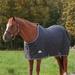 SmartPak Stocky Fit Quilted Stable Blanket - Closed Front - 84 - Medium (220g) - Black w/ Grey Trim & White Piping - Smartpak