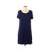 Sundays Casual Dress - Shift: Blue Solid Dresses - Women's Size Medium