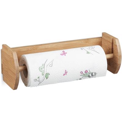 Wand Küchenrollenhalter Bambus, Papierrollenhalter zur Wandmontage, Halter für Küchenrollen, natur Image