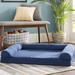 FurHaven Quilted Orthopedic Bolster Sofa Pet Bed Memory Foam in Blue | 6 H x 30 W x 20 D in | Wayfair 45301015