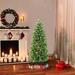 The Holiday Aisle® 4'6" H Slender Green Pine Christmas Tree w/ 150 Lights, Metal in Green/White | 54 H x 24 W in | Wayfair