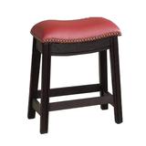 18 Inch Wooden Stool with Upholstered Cushion Seat, Set of 2 - 18 H x 13.8 W x 18 L