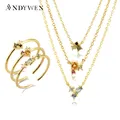 ANDYWEN-Collier arc-en-ciel en cristal pour femme matiques rondes bijoux européens 100% argent