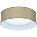 Taupe Faux Silk 16" Wide LED Round Modern Ceiling Light