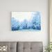 Winston Porter Abstract Blue Paint Trees - Wrapped Canvas Painting Print Canvas in White | 24 H x 36 W x 1.25 D in | Wayfair