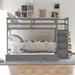 Harriet Bee Marchan Twin Over Twin Solid Wood Hardwood Bunk Bed Wood in Gray | 65.7 H x 42.4 W x 97.2 D in | Wayfair