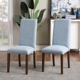 Upholstered Dining Chairs - Dining Chairs Set of 2 Fabric Dining Chairs with Copper Nails and Solid Wood Legs