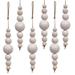 6/Set White Wooden Bead Ornaments on Jute - 1"L x 1"W x 4.50"H