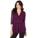 Plus Size Women's Surplice Lace Top by Roaman's in Dark Berry (Size 30/32)