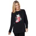Plus Size Women's Holiday Graphic Tee by Woman Within in Black Cat Stocking (Size 2X) Shirt