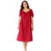 Plus Size Women's Short Silky Lace-Trim Gown by Only Necessities in Classic Red (Size 2X) Pajamas