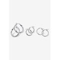 Women's Sterling Silver 3 pair set Hoop Earrings (28mm) by PalmBeach Jewelry in Silver