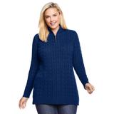 Plus Size Women's Cable Knit Half-Zip Pullover Sweater by Woman Within in Evening Blue (Size 2X)