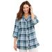 Plus Size Women's Effortless Pintuck Plaid Tunic by Catherines in Navy (Size 0XWP)